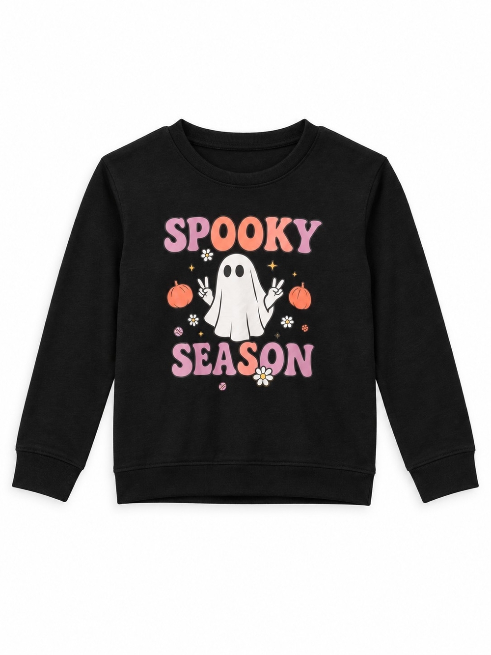 Kids Black 'Spooky Season' Ghost Pullover Sweatshirt